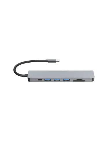 Equip 133494 Adaptador multifunción USB-C 7 en 1, HDMI 4K 60Hz, USB 3.2 Gen1 x 3 , TF MICRO SD, 100W USB PD