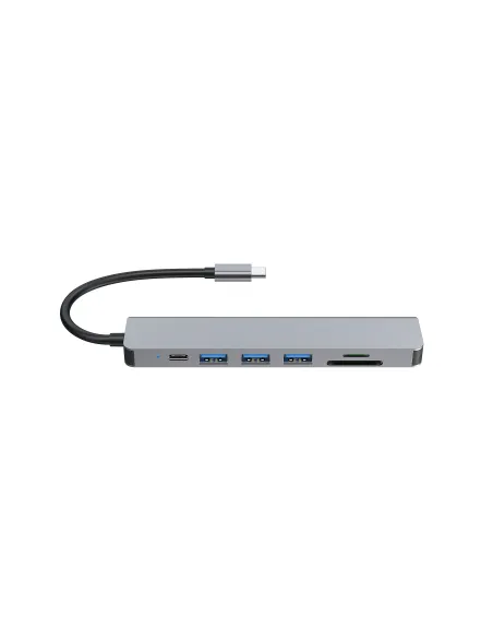 Equip 133494 Adaptador multifunción USB-C 7 en 1, HDMI 4K 60Hz, USB 3.2 Gen1 x 3 , TF MICRO SD, 100W USB PD