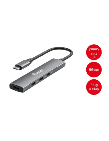 Equip 128963 hub de interfaz USB 3.2 Gen 1 (3.1 Gen 1) Type-C 5000 Mbit s Negro, Plata