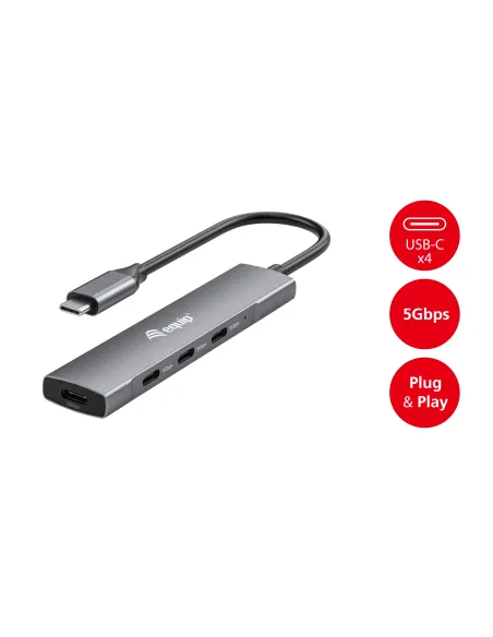 Equip 128963 hub de interfaz USB 3.2 Gen 1 (3.1 Gen 1) Type-C 5000 Mbit s Negro, Plata