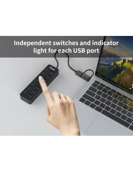 Equip 128965 hub de interfaz USB 3.2 Gen 1 (3.1 Gen 1) Type-A 5000 Mbit s Negro