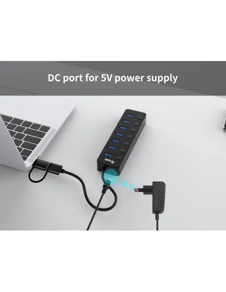 Equip 128965 hub de interfaz USB 3.2 Gen 1 (3.1 Gen 1) Type-A 5000 Mbit s Negro