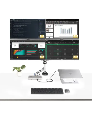 StarTech.com Docking Station Multipantalla Thunderbolt 4 - Dock para Dos, Tres o 4 Monitores - 2x HDMI 2x DP - Hub Ladrón 7x