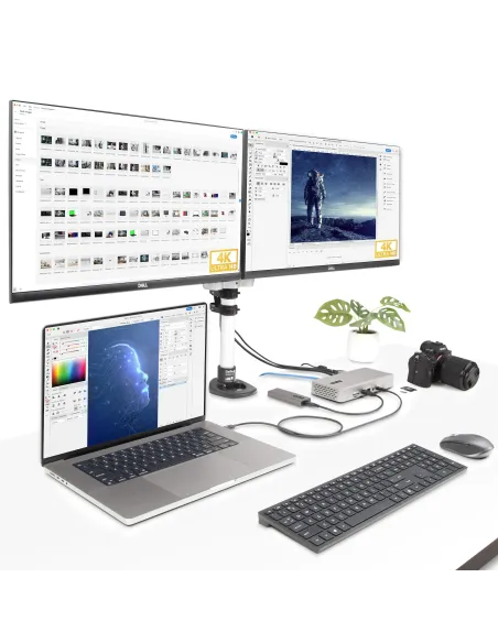 StarTech.com Docking Station Multipantalla Thunderbolt 4 - Dock para Dos, Tres o 4 Monitores - 2x HDMI 2x DP - Hub Ladrón 7x