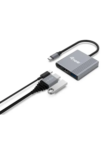 Equip Adaptador 3 en 1 USB-C a HDMI   USB-A   USB PD, 4K 60Hz, 100W USB PD