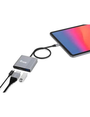 Equip Adaptador 3 en 1 USB-C a HDMI   USB-A   USB PD, 4K 60Hz, 100W USB PD