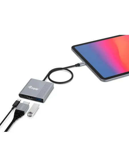 Equip Adaptador 3 en 1 USB-C a HDMI   USB-A   USB PD, 4K 60Hz, 100W USB PD
