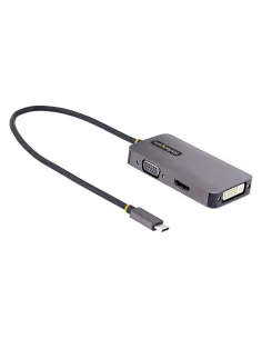 StarTech.com Adaptador de Vídeo USB C, Adaptador USB Tipo C a HDMI VGA DVI hasta 4K 60Hz, Adaptador de Pantalla Multipuertos,