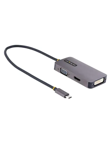 StarTech.com Adaptador de Vídeo USB C, Adaptador USB Tipo C a HDMI VGA DVI hasta 4K 60Hz, Adaptador de Pantalla Multipuertos,
