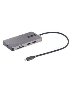 StarTech.com Adaptador Multipuertos USB C 2x HDMI 4K 60Hz, Hub USB-A 3.1 2Pt 5Gbps, PD 100W, GbE, SD MicroSD, Cable de 30cm,