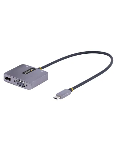 StarTech.com Adaptador de Vídeo USB C, Adaptador Multipuertos USB Tipo C a HDMI VGA con Salida de Audio de 3,5mm, HDR 4K a