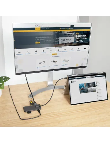 StarTech.com Adaptador Multipuertos USB C de Vídeo 4K a 60Hz, con Hub de 3 Puertos USB-A de 5Gbps, Entrega de Alimentación USB
