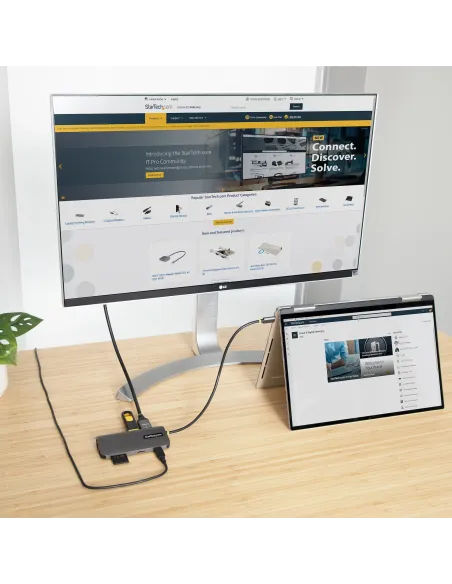 StarTech.com Adaptador Multipuertos USB C de Vídeo 4K a 60Hz, con Hub de 3 Puertos USB-A de 5Gbps, Entrega de Alimentación USB