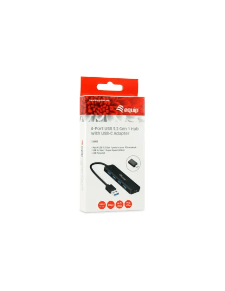 Equip 128959 hub de interfaz USB 3.2 Gen 1 (3.1 Gen 1) Type-A 5000 Mbit s Negro