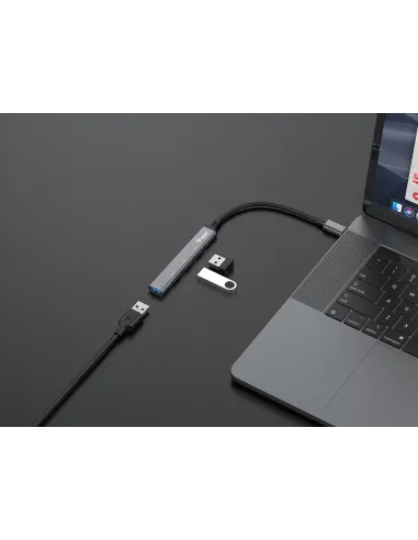 Equip 128961 hub de interfaz USB 3.2 Gen 1 (3.1 Gen 1) Type-C 5000 Mbit s Negro, Gris