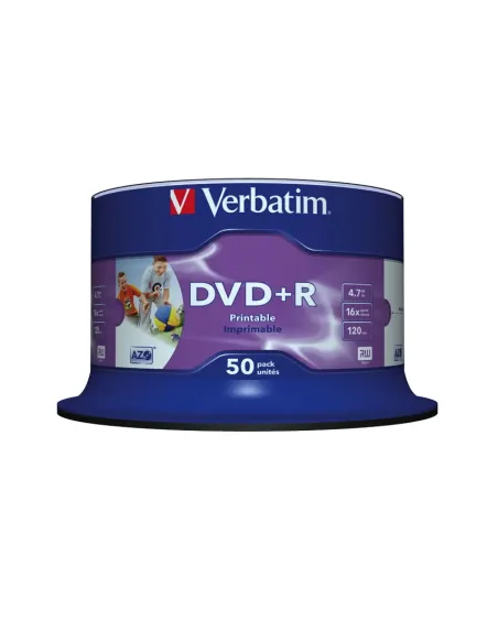 Verbatim DVD+R Wide Inkjet Printable No ID Brand 4,7 GB 50 pieza(s)