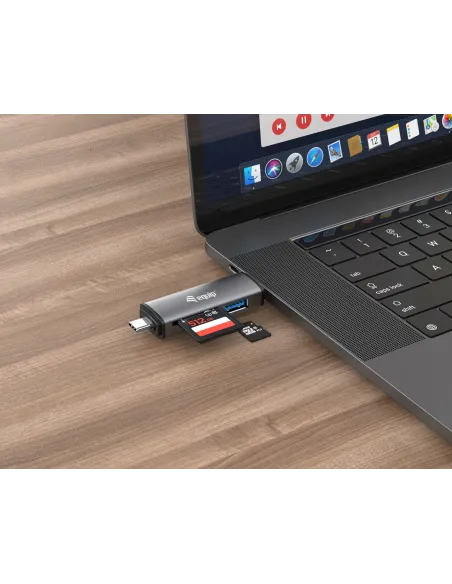 Equip 245460 lector de tarjeta USB 3.2 Gen 1 (3.1 Gen 1) Type-A Type-C Gris