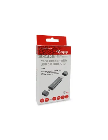 Equip 245460 lector de tarjeta USB 3.2 Gen 1 (3.1 Gen 1) Type-A Type-C Gris