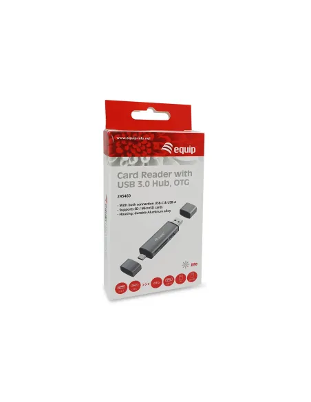 Equip 245460 lector de tarjeta USB 3.2 Gen 1 (3.1 Gen 1) Type-A Type-C Gris