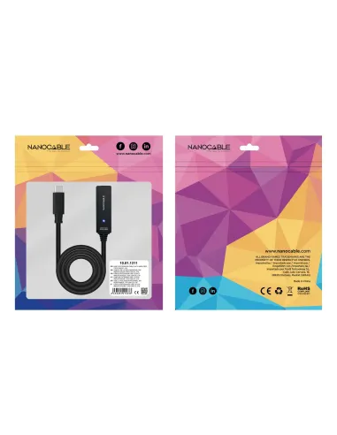 Nanocable 10.01.1311 cable USB USB 3.2 Gen 1 (3.1 Gen 1) 5 m USB C Negro