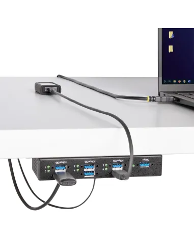 StarTech.com Hub USB Industrial de 7 Puertos Gestionado - Servicio Pesado - Caja de Metal - Protección ESD y Sobretensión -