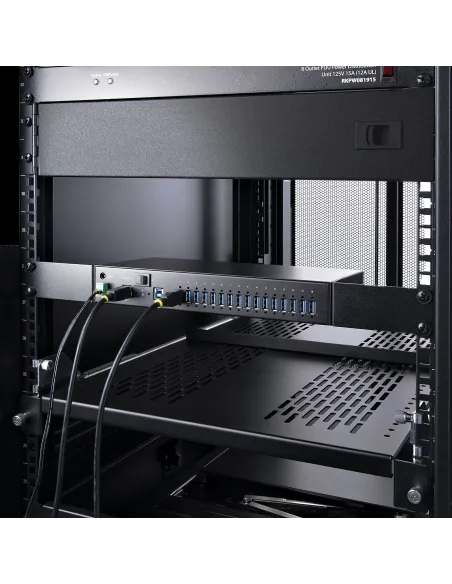 StarTech.com Hub Ladrón USB 3.0 5Gb de 16 Puertos Industrial - Metal - Montaje en Rack Superficie DIN - Carga Compartida USB