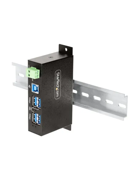 StarTech.com Hub USB Industrial de 4 Puertos Gestionado - Servicio Pesado - Caja de Metal - Protección ESD y Sobretensión -