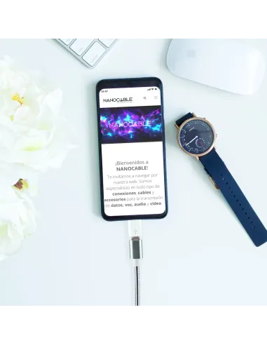 Nanocable Adaptador Lightning a Micro USB, Lightning M-Micro B H Blanco