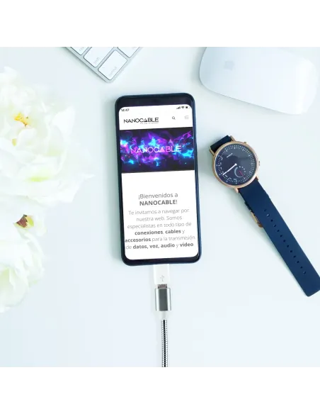 Nanocable Adaptador Lightning a Micro USB, Lightning M-Micro B H Blanco