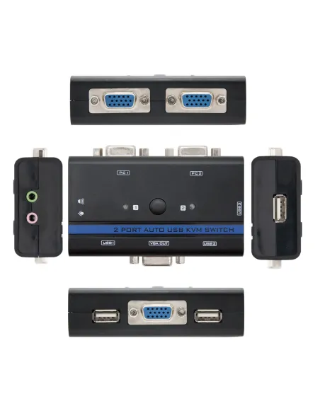 Nanocable KVM SWITCH VGA USB 1U-2PC+CABLE