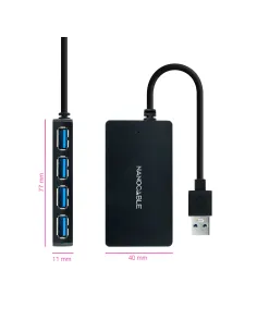 Nanocable Hub USB 3.0 con 4 Puertos de USB 3.0, USB-A M-USB 3.0 H, Negro, 15 cm 2
