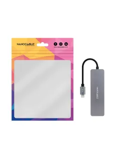 Nanocable Hub USB-C a 3xUSB3.0 H + 1xUSB-C H Aluminio 10 cm, Gris 2