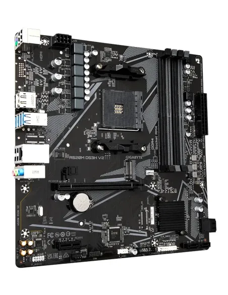 GIGABYTE Placa base A520M DS3H V2 - Soporta CPUs AMD Ryzen serie 5000 AM4, hasta 4733 MHz DDR4 (OC), PCIe 3.0 x16, LAN GbE, USB