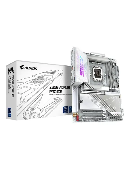 GIGABYTE Placa base Z890 AORUS PRO ICE - Compatible con CPUs Intel Core Ultra (Serie 2), VRM de 16+1+2 fases, hasta 9500MHz
