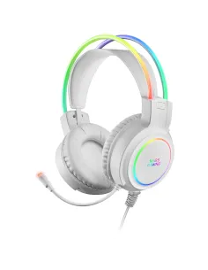 Mars Gaming MHRGBW, Auriculares Chroma RGB Flow, Micrófono Profesional, Sonido Espacial, Blanco