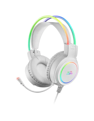 Mars Gaming MHRGBW, Auriculares Chroma RGB Flow, Micrófono Profesional, Sonido Espacial, Blanco