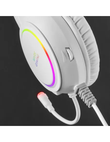 Mars Gaming MHRGBW, Auriculares Chroma RGB Flow, Micrófono Profesional, Sonido Espacial, Blanco