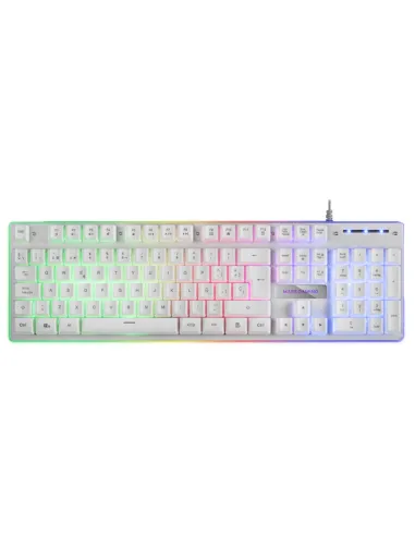 Mars Gaming MK220W Blanco, Teclado Gaming H-Mech, FRGB Rainbow y Halo, Antighosting, Idioma Español