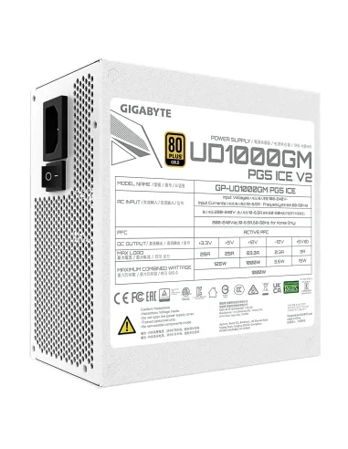 GIGABYTE UD1000GM PG5 V2 ICE Fuente de Alimentación – PCIe Gen 5.1, 80 PLUS Gold, Diseño completamente modular, Ventilador de