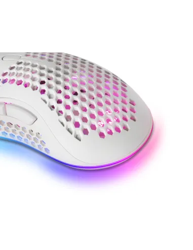Mars Gaming MMEX, Ratón Gaming RGB, 32K DPI, Cable Feather, Switches Ópticos, Blanco, One Size