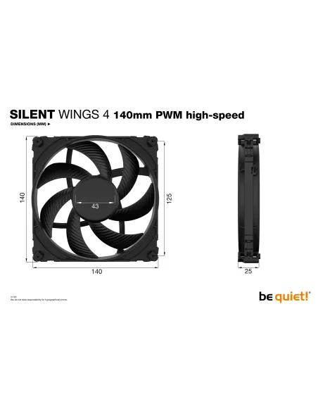 be quiet! SILENT WINGS 4 | 140mm PWM high-speed Carcasa del ordenador Ventilador 14 cm Negro 1 pieza(s)