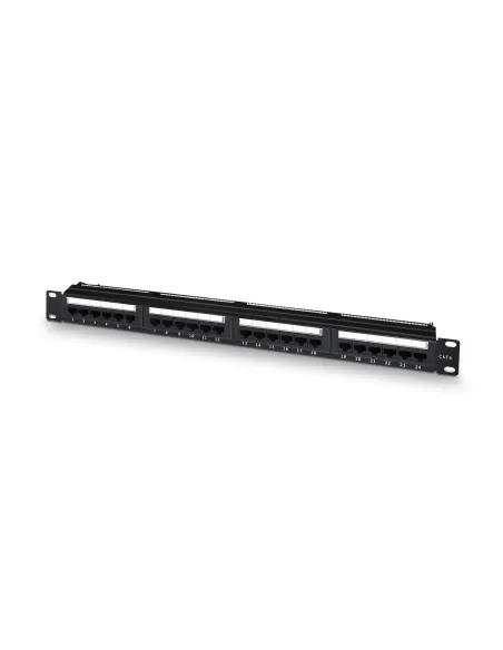 AISENS Panel De Parcheo De 24 Puertos RJ45 Cat.6 UTP, 19" 1U Dual IDC Con Gestion De Cables, Negro