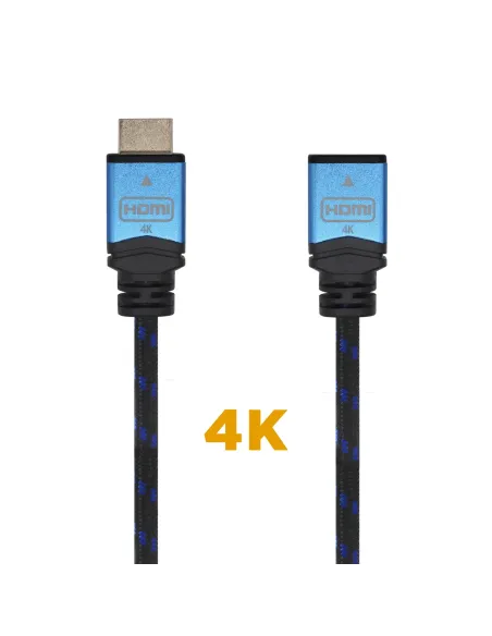 AISENS Cable HDMI V2.0 Prolongador Premium Alta Velocidad   HEC 4K@60Hz 18Gbps, A M-A H, Negro Azul, 1.0m