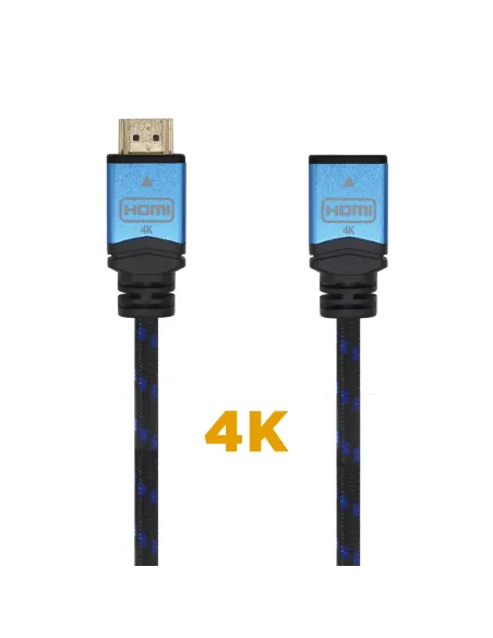 AISENS Cable HDMI V2.0 Prolongador Premium Alta Velocidad   HEC 4K@60Hz 18Gbps, A M-A H, Negro Azul, 1.0m