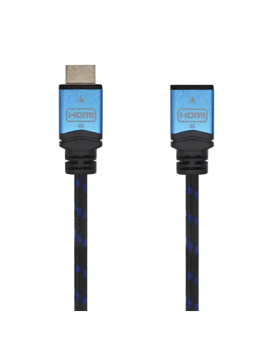 AISENS Cable HDMI V2.0 Prolongador Premium Alta Velocidad   HEC 4K@60Hz 18Gbps, A M-A H, Negro Azul, 2.0m