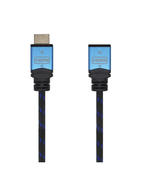 AISENS Cable HDMI V2.0 Prolongador Premium Alta Velocidad   HEC 4K@60Hz 18Gbps, A M-A H, Negro Azul, 2.0m