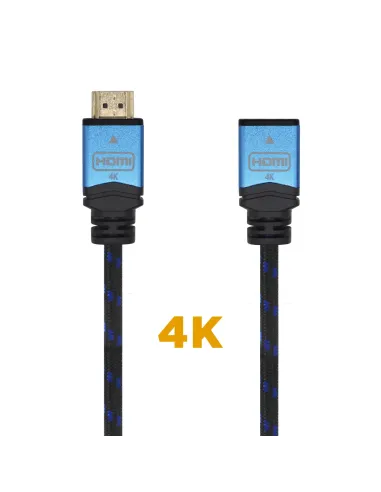 AISENS Cable HDMI V2.0 Prolongador Premium Alta Velocidad   HEC 4K@60Hz 18Gbps, A M-A H, Negro Azul, 2.0m