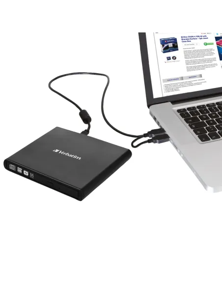 Verbatim Slimline CD DVD unidad de disco óptico DVD-RW Negro