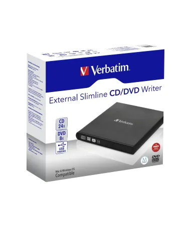 Verbatim Slimline CD DVD unidad de disco óptico DVD-RW Negro