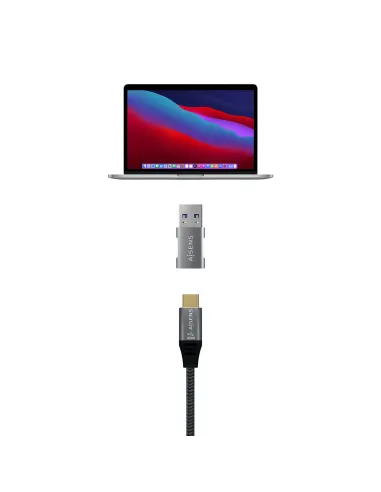 AISENS Mini Adaptador USB 3.2 GEN2 10G 3A, Tipo USB-C H-A M, Gris